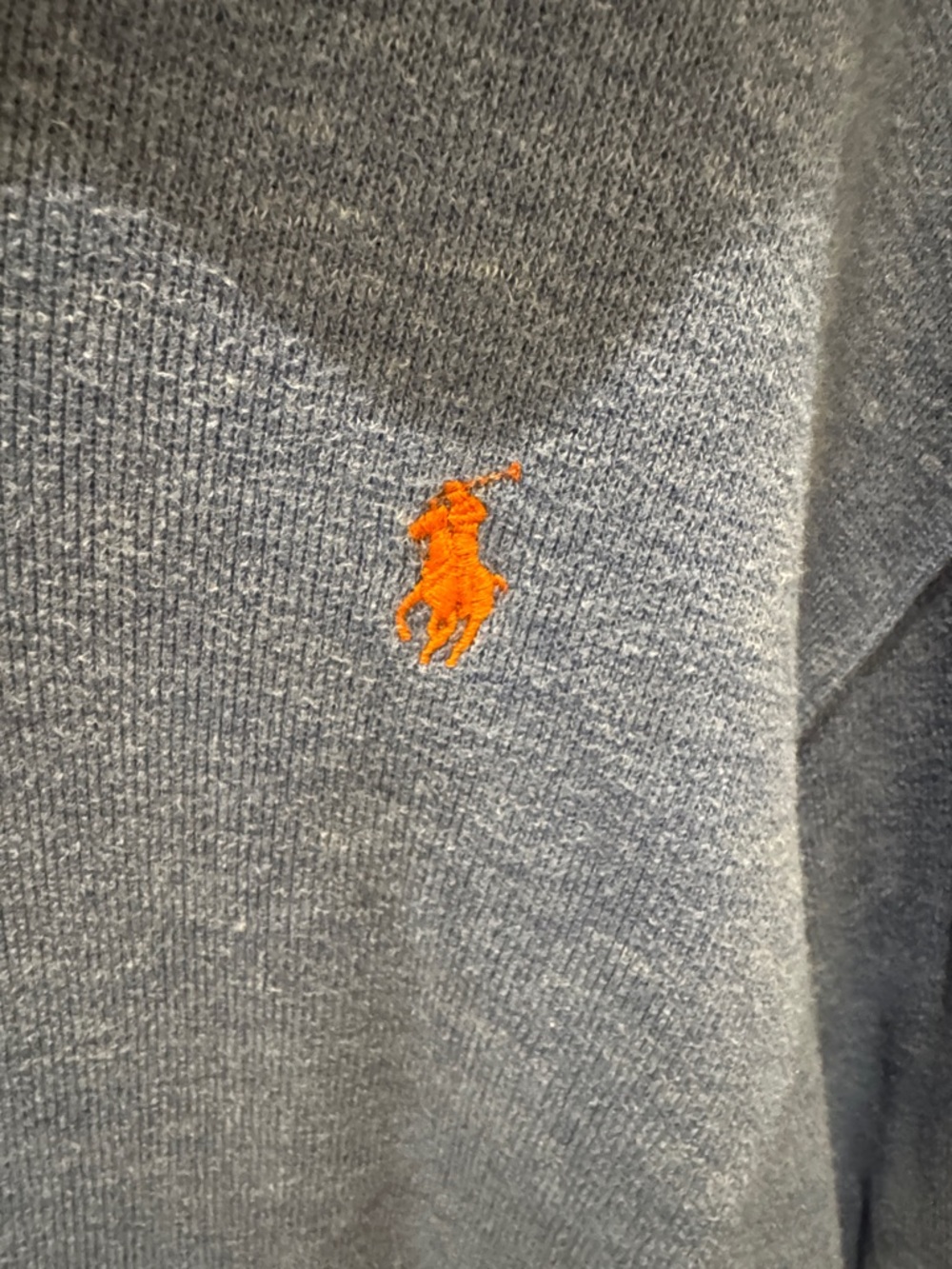 Ralph Lauren Heather Light Blue Quarter-Zip Pullover with Navy Label - Picture 3 of 6